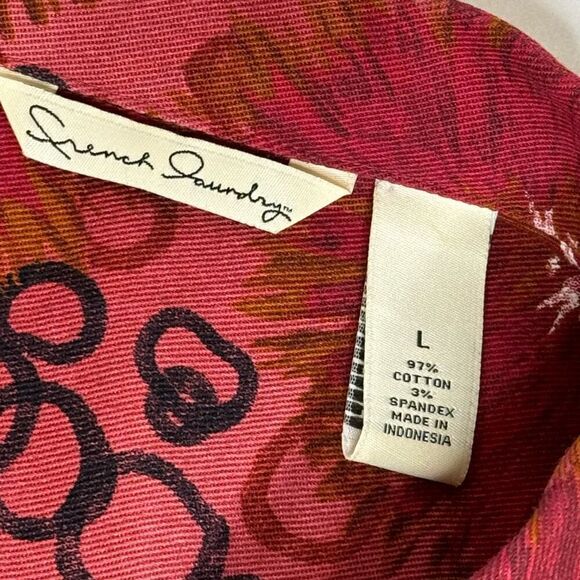 French Laundry burgundy print denim jacket size L - Picture 8 of 13